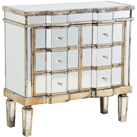 6 Drawer Chest MOZELA Mirrored Silver
