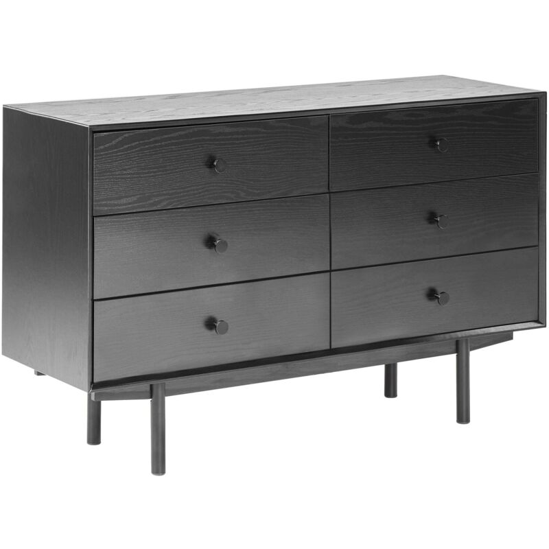 Beliani 6 Drawer Chest Storage Unit Black Alcaster