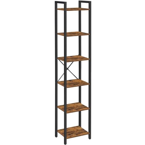 CALICOSY 6-Ebenen-Regal aus Metall und Holz im Industrial-Stil - L40 x H187.5 cm