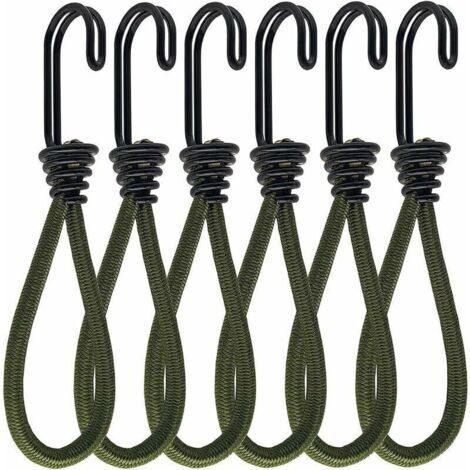 6 elastici con gancio per tendere, ganci per tenditori o corde elastiche, elastici di tensione in gomma per banner, tende, sacchi a pelo e teloni