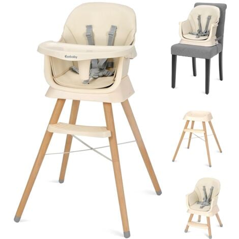 6 en 1 Chaise Haute Bébé,Siège d'Appoint,Chaise pour Enfants Multifonctionnelle,Repose-Pieds pour Bébé à partir de 6 mois,Beige