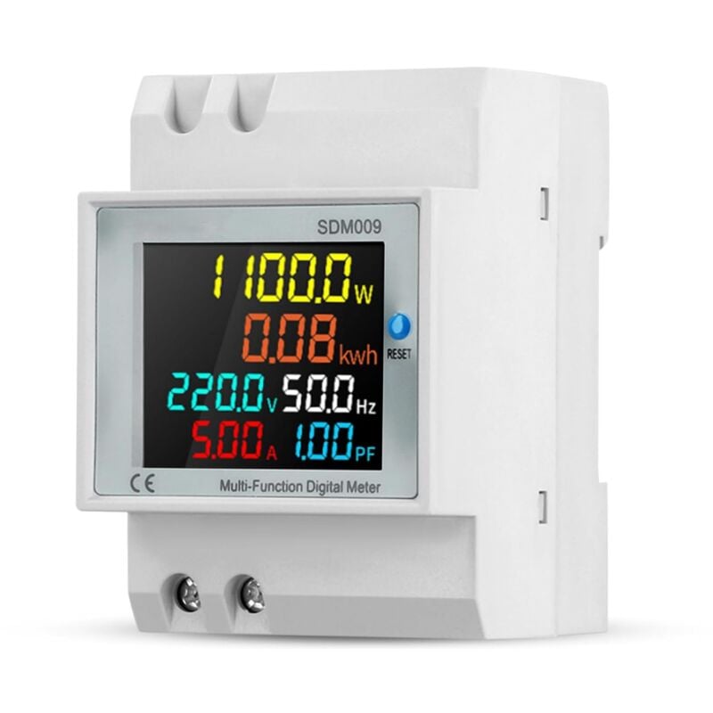 6 en 1 Compteur D'Énergie Monophasé,Compteur D'Électrique Numérique Avec Écran Lcd,Ac40-300V 100A,Compteur De Courant Alternatif Kwh,Wattmètre Din