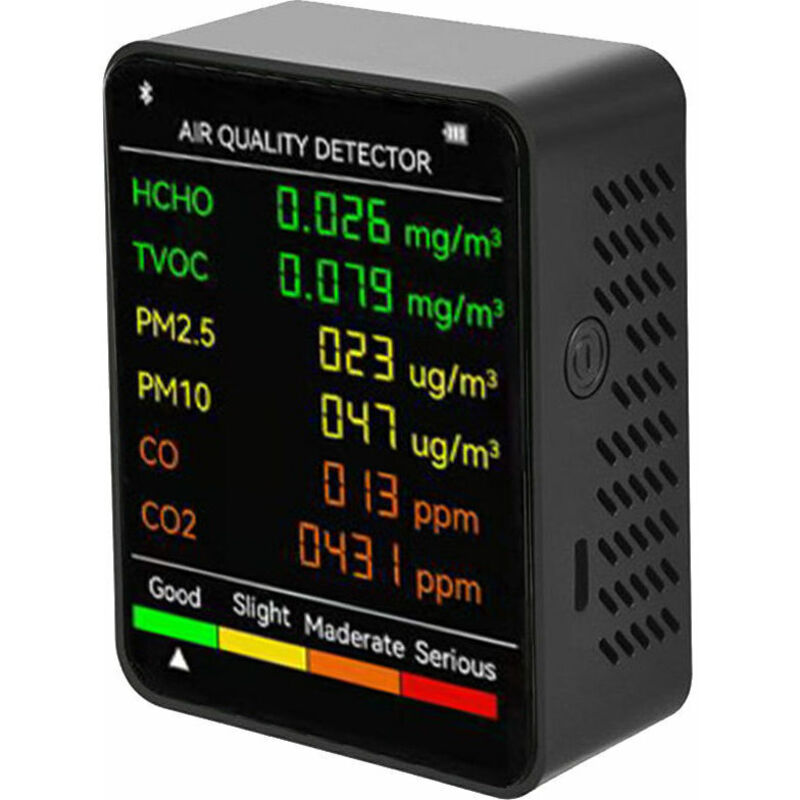 6 en 1 PM2.5 PM10 HCHO TVOC CO CO2 détecteur de qualité de l'air multifonctionnel CO dioxyde de carbone moniteur de formaldéhyde
