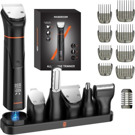 6-en-1 Tondeuse Barbe Homme,Rasoir Electriques Hommes avec Base de Stockage Organisée,Double Mode Charge(Base&USB-C),Tête Magnétique Amovible,IPX6 Sec/Mouillé, Autonomie 120 Mins (Noir) Noir -