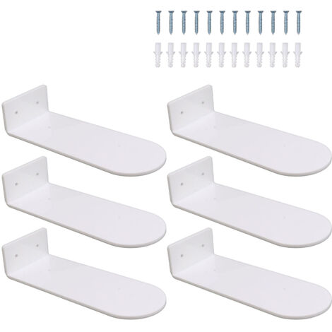 6 étagères flottantes pour chaussures en acrylique, 20 cm de long, pour collection de baskets, blanc