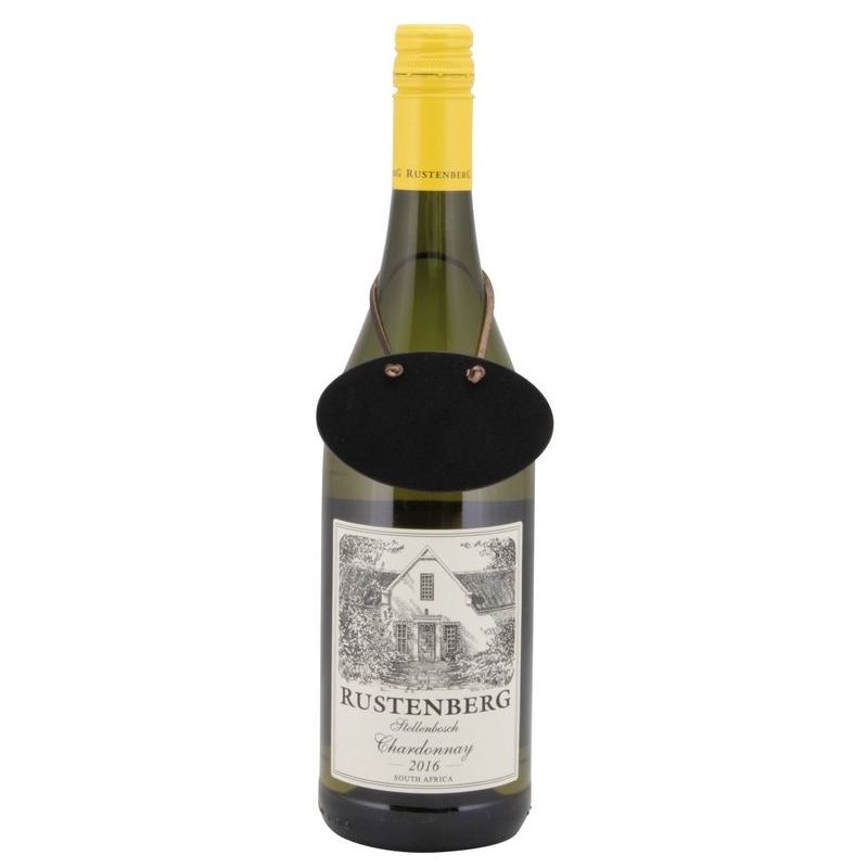 6 étiquettes ardoise pour bouteille de vin + feutre craie - Noir