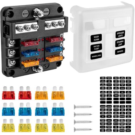 6-fach Sicherungskasten, speziell für Wohnmobile und Yachten, Mehrfachsicherungskasten mit LED-Anzeige und Schraubverdrahtung.