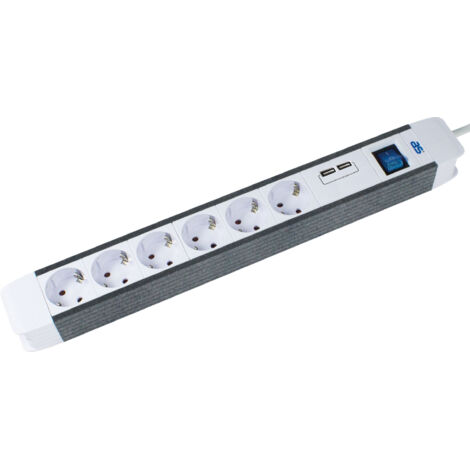 6-fach Steckdosenleiste FLASH 1,5m mit USB-Port H05VV-F IP20