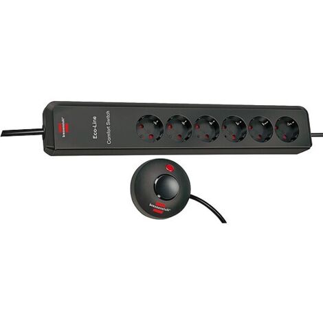 6-fach Steckdosenleiste - mit Fußschalter Anthrazit - 250V, 16A - 2 m