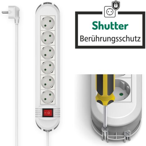 6-fach Steckdosenleiste mit Schalter 1,5m Weiß