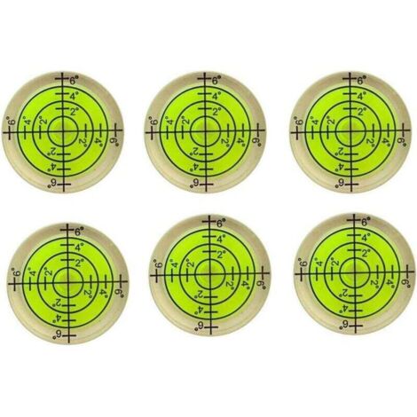 6-fache Wasserwaage, 32 x 7 mm runde Libelle für Stativ, Phonograph, Plattenspieler – fluoreszierendes Gelb