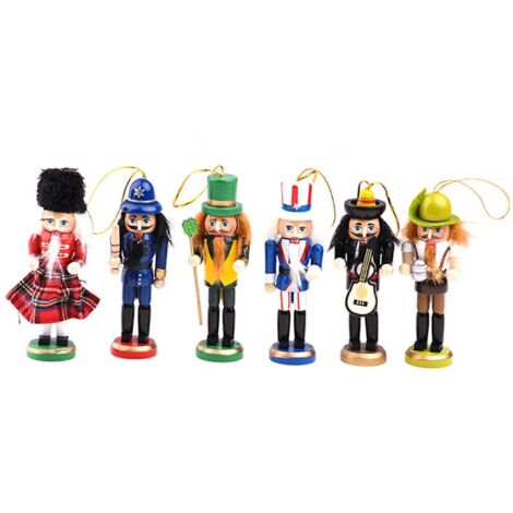 6 Figurines Miniatures Vintage en Bois pour Maison de Poupée - Casse-Noisette Artisanal
