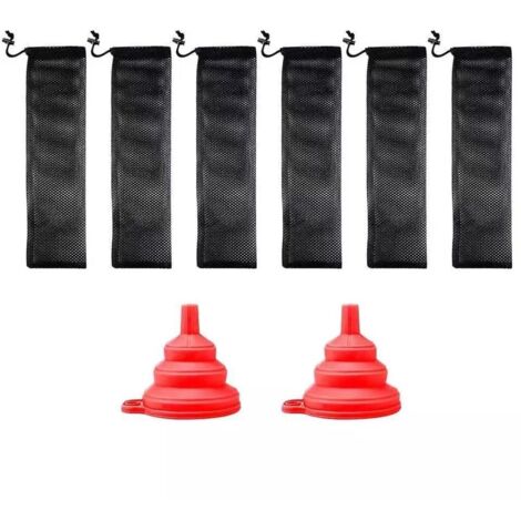 6 filets à graines pour oiseaux + 2 entonnoirs – Anti-gaspi – Suspension facile
