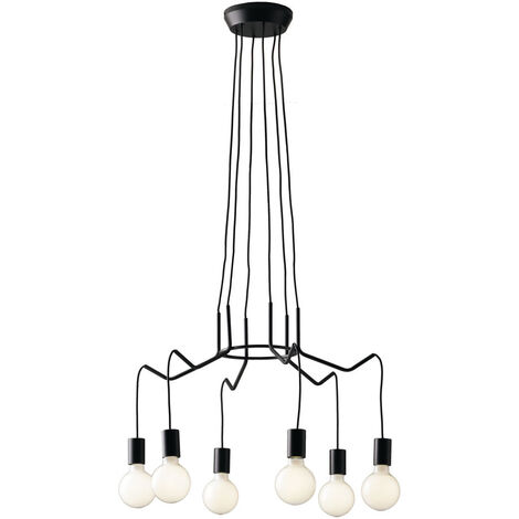 6 flammiger Kronleuchter HABITAT schwarz - moderne Spinnenleuchte, Ø 66cm