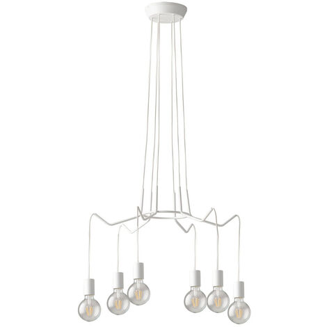 6 flammiger Kronleuchter HABITAT weiß - moderne Spinnenleuchte, Ø 66cm