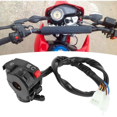 6 fonctions 9 fils côté gauche interrupteur de commande assemblée Kill Start interrupteur de starter, interrupteur de guidon 22mm 9 broches 8 fils adaptés pour 200cc 250cc Dirt Quad Bike moto ATV,A