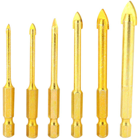 6 Forets Triangulaires à Tige Hexagonale pour Bois et Métal, Tailles 3-10mm