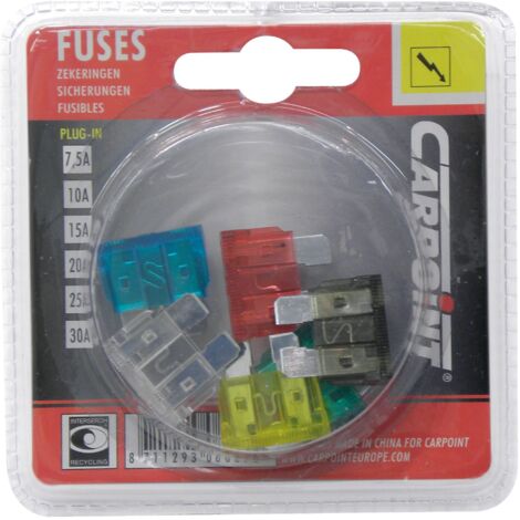 6 Fusibles assortis 7.5A 10A 15A 20A 25A 30A
