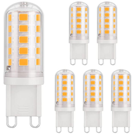 6 G9-LED-Leuchtmittel, 3 W (40 W), 430 lm, 3000 K, 220–240 V, CRI85, energiesparend, Standard-Keramiksockel, warmweißes Licht