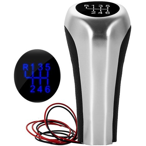 6-Gang-Schaltknauf mit blauer LED-Hintergrundbeleuchtung, Leder-Schalthebel für E46 E90 E91 E92 X1 X