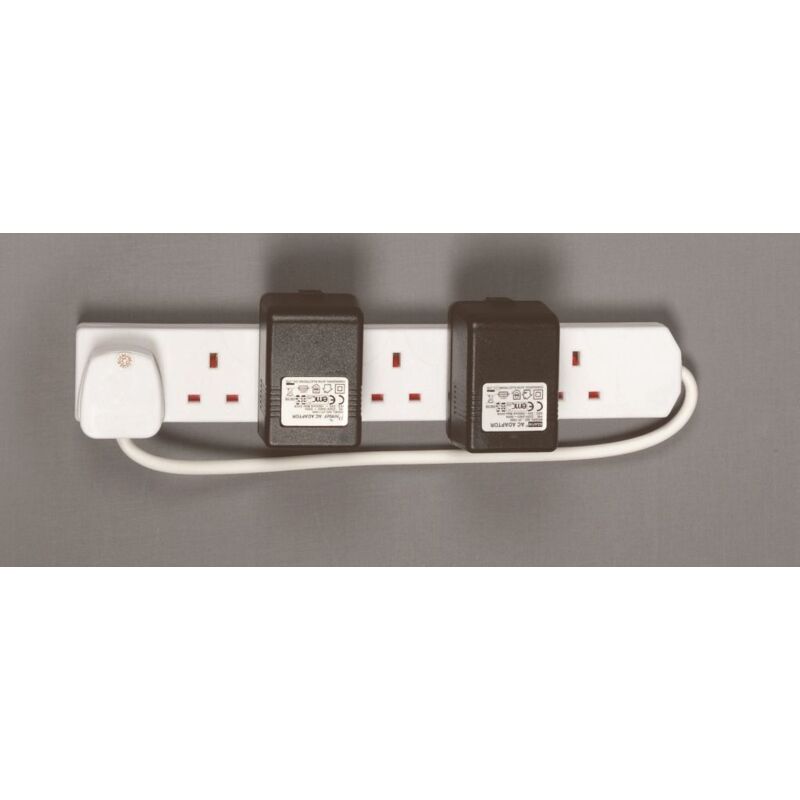 Premier Decorations - 1m White Extension Block Lead 6 Gang Way