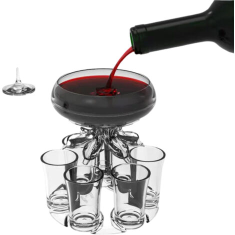 6-Glas-Shotspender mit Glashalter und Ausgießer für Flüssigkeiten – Getränkeservierwerkzeug