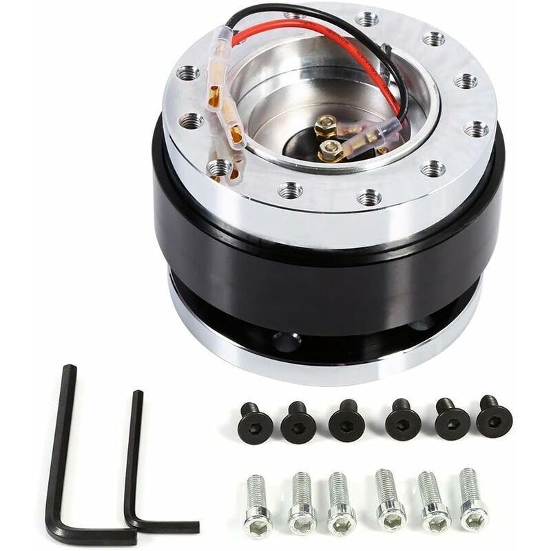 Rose - 6 Hole Quick Release Car Steering Wheel Hub (Black) 1pcs