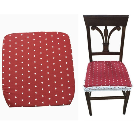 6 Housses De Chaise Coussins Coeurs Rouges Bande élastique Rembourrée Housse De Chaise Amovible