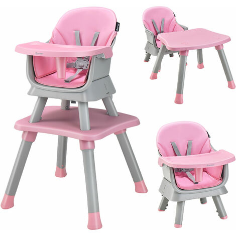 6 IN 1 Baby High Chair Toddler Feed Chair w/ Cushion Kids Block Table & Stool