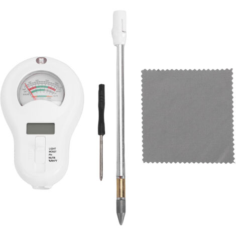 6-in-1 digitaler Bodentester für Pflanzen, pH-Wert, Feuchtigkeit, Temperatur, Sonneneinstrahlung, Nährstoffgehalt, Tester für Gartenbau und Landwirtschaft.