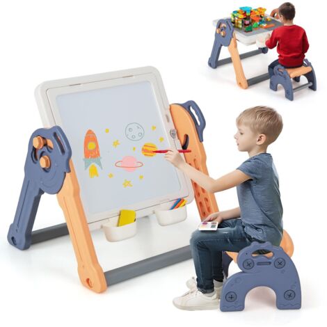6-In-1 Multi-activity Kids Play Table & Chair Set Folding Kids Painting Easel