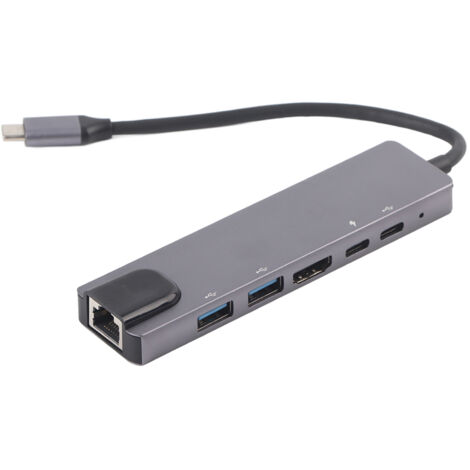 6-in-1 Multifunktionale Typ-C-Dockingstation mit 4K-HDMI-, Ethernet- und USB-Anschlüssen