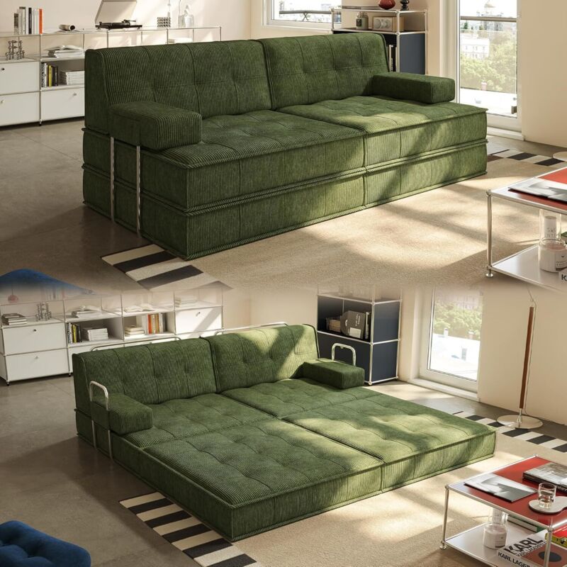 WUMAGIN -Canapé-lit pliant 6 en 1 - 162 x 98 x 89.76 cm - en velours côtelé