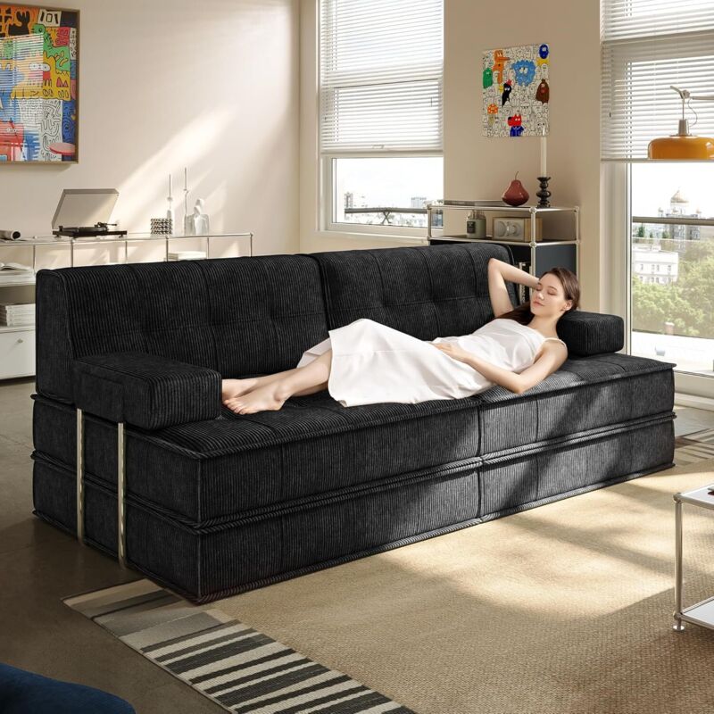 WUMAGIN -Canapé-lit pliant 6 en 1 - 162 x 98 x 89.76 cm - en velours côtelé
