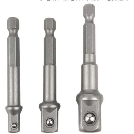 6-Kant-auf-1/4-, 1/2- und 3/8-Zoll-Vierkantantrieb-Adapter – 3-teiliger Sechskant-Steckschlüsseladapter, Steckschlüsseladapter, Mutternsatz, Verlängerungsanschluss für Akkuschrauber