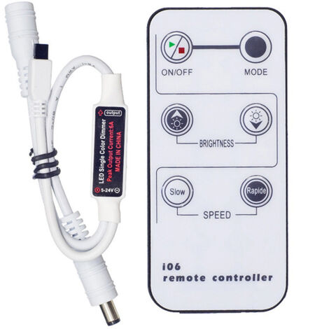 6 Key Touches IR Remote Control Télécommande Sans Fil, 5V / 12V / 24V 6A Mini Controller Contrôleur pour Bande de Monochrome (Couleur Unique) SMD LED
