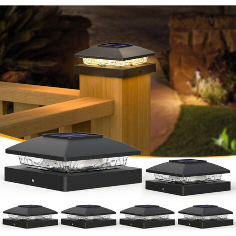 6 Lampadaires Solaires Extérieurs - Lanterne-Cap Étanche et Anti-Rouille, LED Blanc Chaud - Pour Allée, Jardin, Terrasse et Clôture