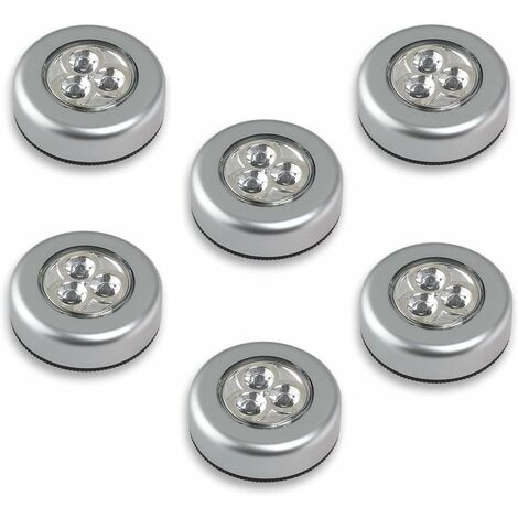 6 lampes LED sur piles - Il faut pousser dessus pour les allumer - Lumière blanche [Classe énergétique A+++]