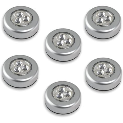 6 lampes LED sur piles - Il faut pousser dessus pour les allumer - Lumière blanche [Classe énergétique A+++] -