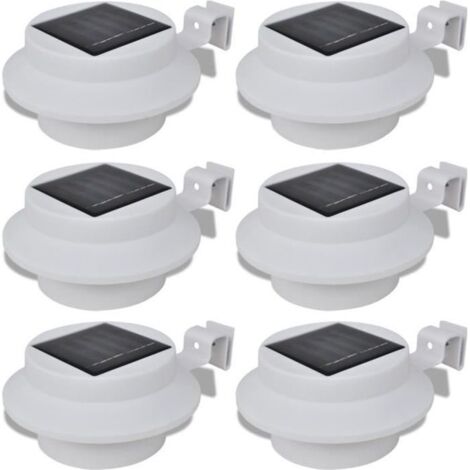 6 lampes solaires à 3 LED blanc pour clôture, gouttière, jardin, cour ou allée.