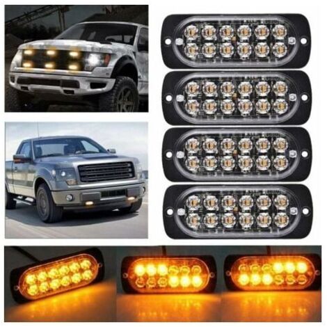 6 LED-Auto-Blitz-Bremslicht – 12 V–24 V Fahrzeug-Lichtleiste – Sicherheits-Blinkleuchte für Autos, Nutzfahrzeuge, Boote, Anhänger, Wohnwagen  FLITI