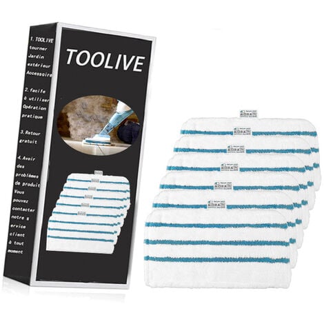 TOOLIVE 6 Lingettes pour Black et Decker Balais Vapeur FSMP20 Steam Mop pour Black Decker FSM1630, FSM1616, FSMH13E5, FSM1321, FSM1605