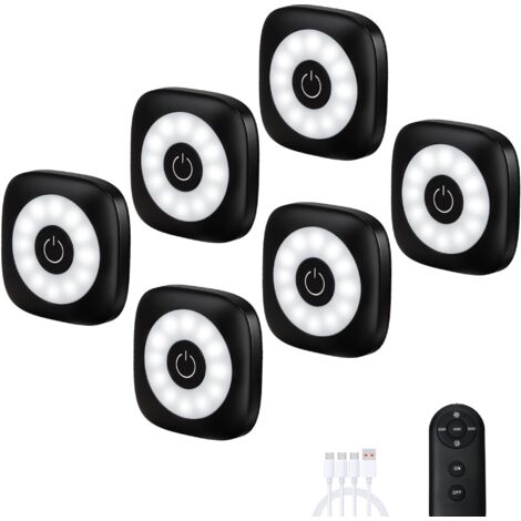 6 luces LED de noche inalámbricas para armarios, lámparas de noche, atenuación tricolor, magnéticas, con batería de 1000 mAh.