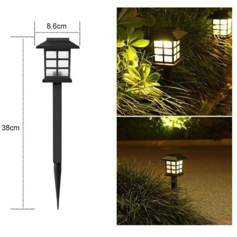 6 luci LED ad energia solare per uso esterno, patio, prato, cortile, vialetto, sentiero e paesaggio - 8,6 x 8,6 x 38 cm (luce calda)