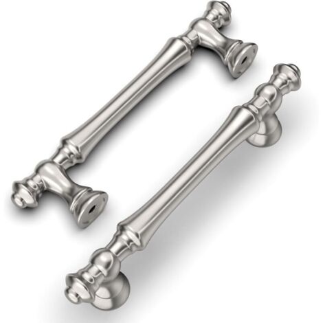 6 maniglie per mobili da cucina in acciaio spazzolato, 96 mm, maniglie per mobili in lega di zinco color argento con viti, per uffici, cassetti, ecc.