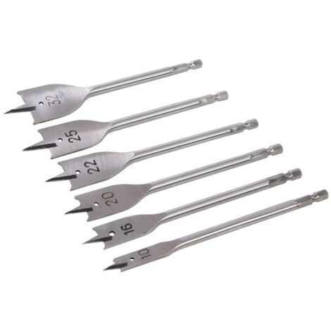 6 MÈCHES À BOIS PLATES 10 - 32 MM SILVERLINE 282566