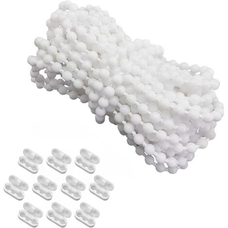 6 Mètres Accessoires pour Stores verticaux et 10 connecteurs de Cordon de Store, pour Store Enrouleur, Accessoires de Réparation, Connecteurs de Chaîne en Plastique