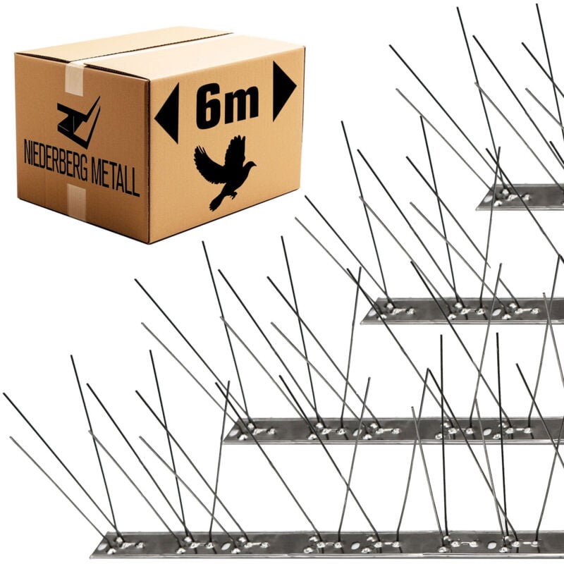 Niederberg Metall - 6 Mètres Pics Anti-Pigeons Acier Inox - Piques Anti Oiseaux Repulsif Chat Jardin