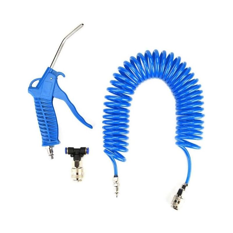 6 mètres pu tube à ressort soufflant pistolet à poussière set, spirale tube télescopique soufflant pour enlever la poussière