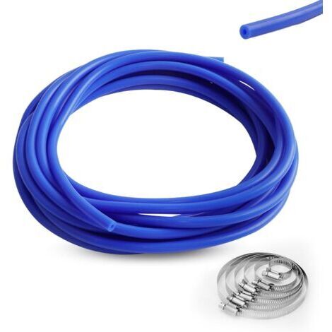 6 Mètres Tuyau Silicone, Tuyau sous vide en silicone pour voiture ID 4 mm, OD 8 mm, Durite Depression Turbo pour Voiture Haute Température Avec 6 pinces - Bleu